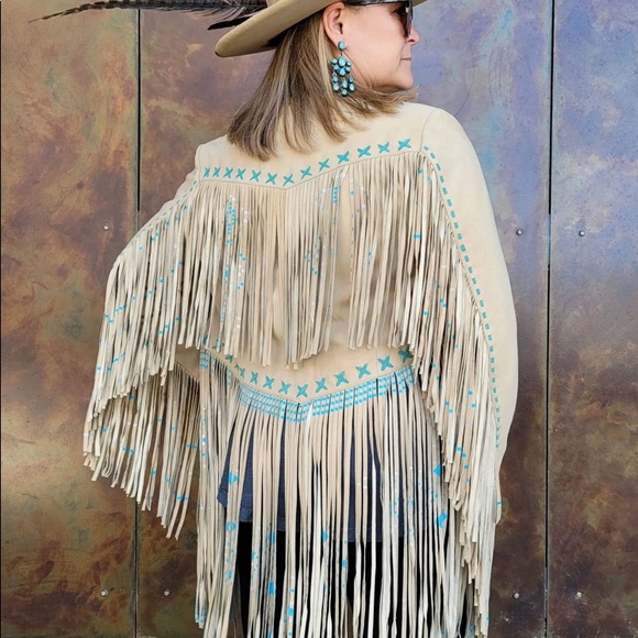 Stone fringed authentic leather jacket - Picture 2 of 5